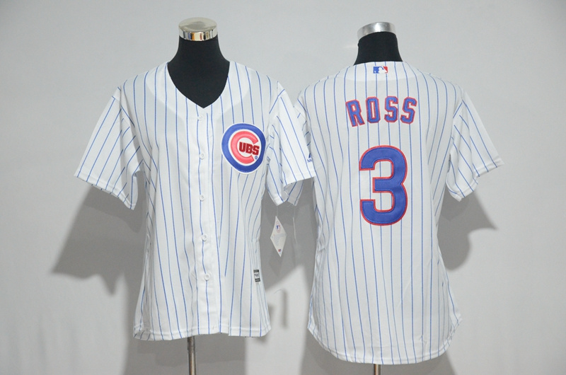 Womens 2017 MLB Chicago Cubs #3 Ross White Jerseys->women mlb jersey->Women Jersey
